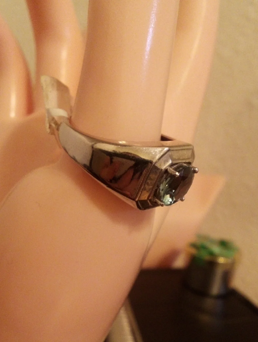 Sterling Silver Green Gemstone Ring - Women Jewelry